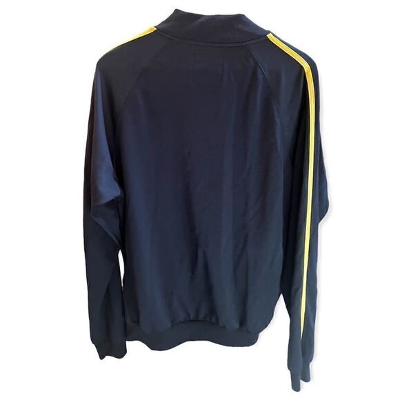 BEAUTIFUL GIANT FULL ZIP UP NAVY BLUE YELLOW STRIPE KNIT WARM UP JACKET XL - Picture 5 of 8